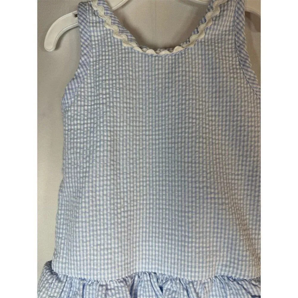 Baby Girls One Piece Swimsuit Size 3T Blue White Gingham Ruffle Skirt